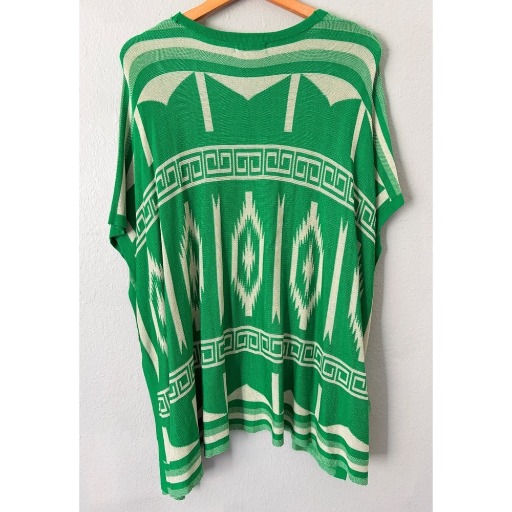 Umgee Womens Geometric Knit Kimono Cardigan S/M Green Southwestern Boho Resort - Picture 3 of 7